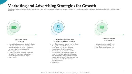 Investor Pitch Deck For Seed Funding From Private Investor Marketing And Advertising Strategies For Growth Diagrams PDF