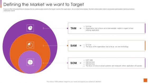 Investor Pitch Deck For Software Development Defining The Market We Want To Target Formats PDF