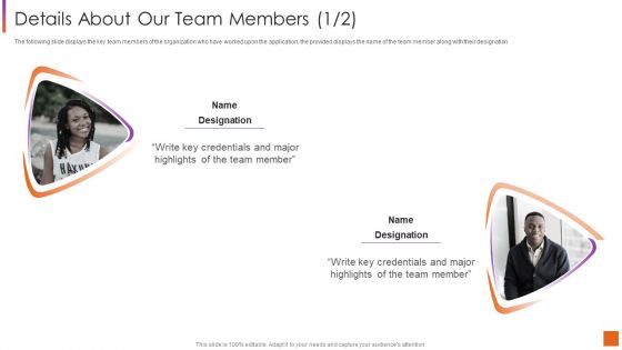 Investor Pitch Deck For Software Development Details About Our Team Members Designation Microsoft PDF