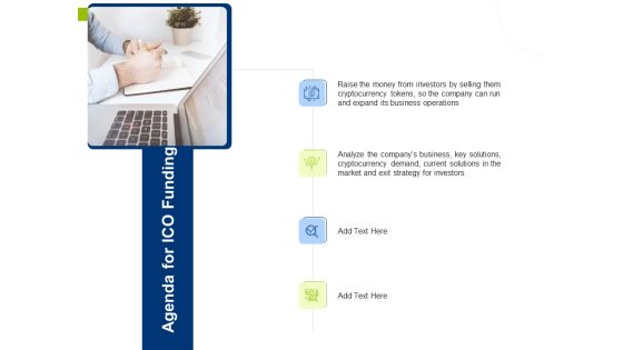 Investor Pitch Deck Initial Coin Offering Financing Agenda For ICO Funding Ppt Pictures Smartart PDF