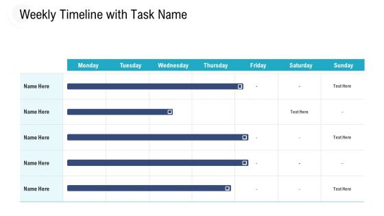 Investor Pitch Deck Procure Federal Debt From Banks Weekly Timeline With Task Name Clipart PDF