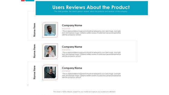 Investor Pitch Deck Public Offering Market Users Reviews About The Product Inspiration PDF