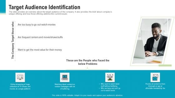 Investor Pitch Deck To Generate Capital From Pre Seed Round Target Audience Identification Elements PDF