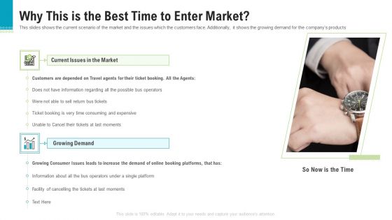Investor Pitch Deck To Generate Capital From Pre Seed Round Why This Is The Best Time To Enter Market Designs PDF Investor Pitch Deck To Generate Capital From Pre Seed Round Why This Is The Best Time To Enter Market Designs PDF