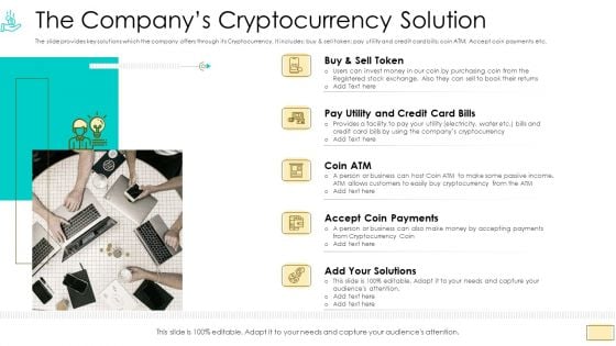 Investor Pitch Ppt For Crypto Funding The Companys Cryptocurrency Solution Graphics PDF