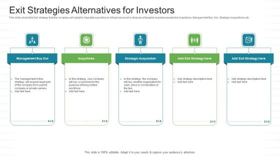 Investor Pitch Stock Market Launch Financial Institutions Exit Strategies Alternatives For Investors Mockup PDF Investor Pitch Stock Market Launch Financial Institutions Exit Strategies Alternatives For Investors Mockup PDF