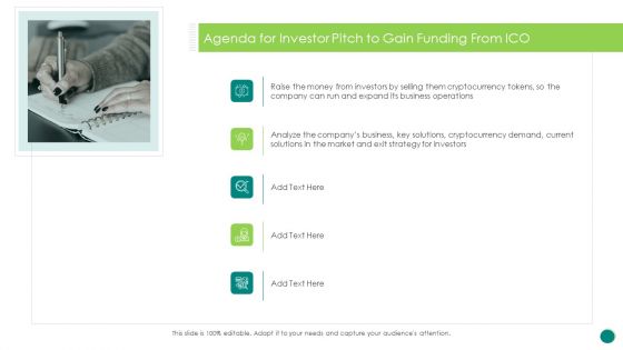 Investor Pitch To Gain Funding From ICO Ppt PowerPoint Presentation Complete Deck With Slides