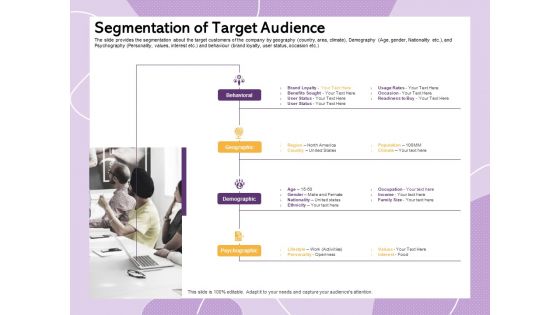Investor Presentation For Society Funding Segmentation Of Target Audience Ppt Model Show PDF