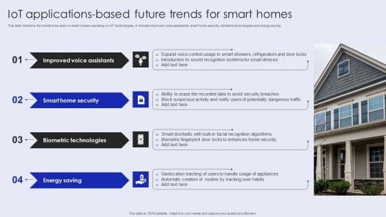 Iot Applications Based Future Trends For Smart Homes Inspiration PDF