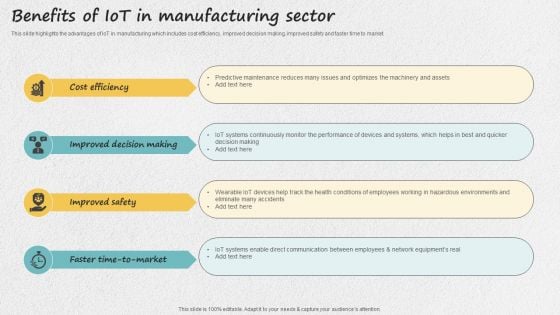 Iot Applications For Manufacturing Industry Benefits Of Iot In Manufacturing Sector Designs PDF