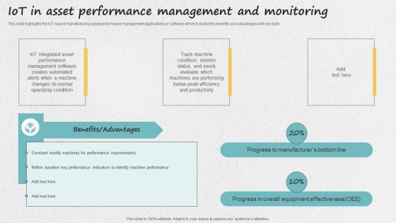 Iot Applications For Manufacturing Industry Iot In Asset Performance Management And Monitoring Diagrams PDF Iot Applications For Manufacturing Industry Iot In Asset Performance Management And Monitoring Diagrams PDF