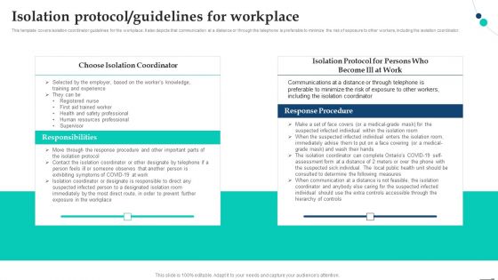 Isolation Protocol Guidelines For Workplace Pandemic Company Playbook Information PDF