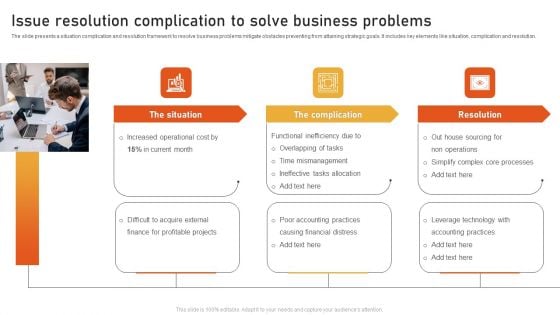 Issue Resolution Complication To Solve Business Problems Ideas PDF