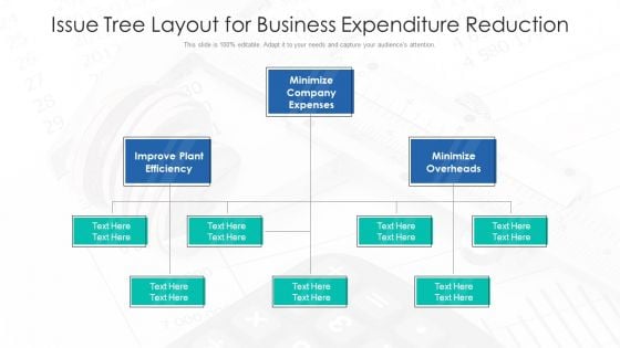 Issue Tree Layout For Business Expenditure Reduction Ppt Slides Model PDF