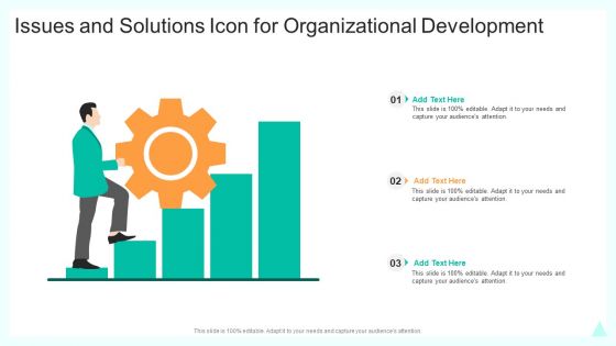 Issues And Solutions Icon For Organizational Development Summary PDF