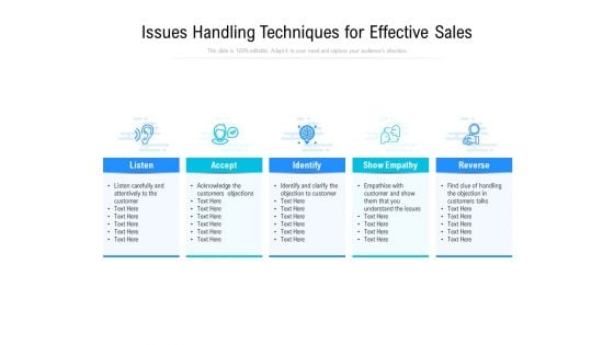 Issues Handling Techniques For Effective Sales Ppt PowerPoint Presentation Inspiration Picture