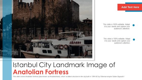 Istanbul City Landmark Image Of Anatolian Fortress PowerPoint Presentation PPT Template PDF