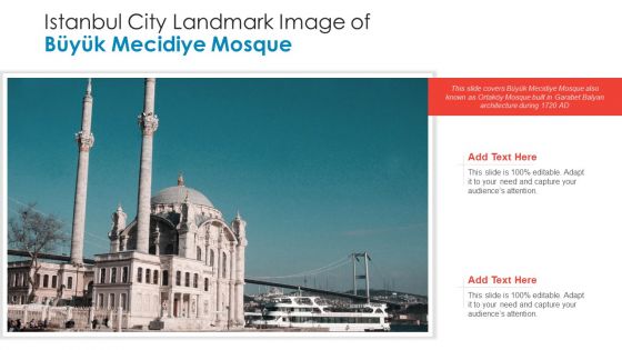 Istanbul City Landmark Image Of Buyuk Mecidiye Mosque PowerPoint Presentation PPT Template PDF