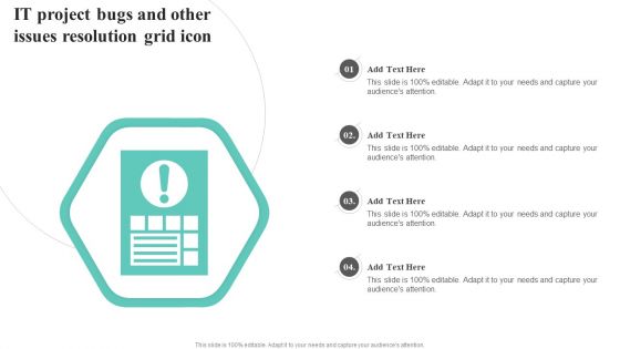 It Project Bugs And Other Issues Resolution Grid Icon Template PDF