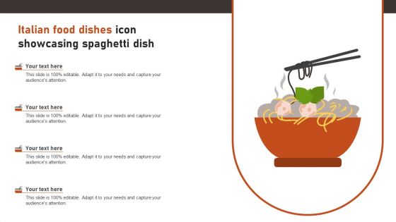 Italian Food Dishes Icon Showcasing Spaghetti Dish Structure PDF