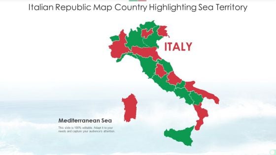 Italian Republic Map Country Highlighting Sea Territory Summary PDF