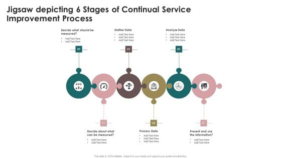 Jigsaw Depicting 6 Stages Of Continual Service Improvement Process Brochure PDF