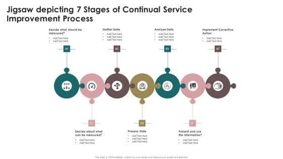 Jigsaw Depicting 7 Stages Of Continual Service Improvement Process Mockup PDF