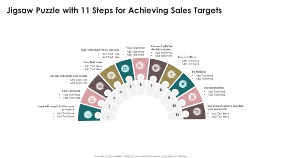 Jigsaw Puzzle With 11 Steps For Achieving Sales Targets Brochure PDF
