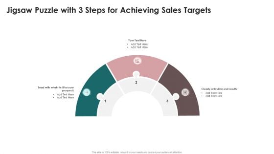 Jigsaw Puzzle With 3 Steps For Achieving Sales Targets Formats PDF