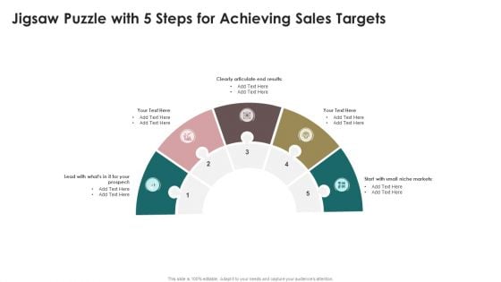 Jigsaw Puzzle With 5 Steps For Achieving Sales Targets Pictures PDF