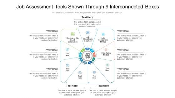 Job Assessment Tools Shown Through 9 Interconnected Boxes Ppt PowerPoint Presentation Gallery Icon PDF