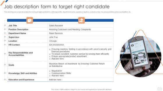 Job Description Form To Target Right Candidate Enhancing Social Media Recruitment Process Brochure PDF