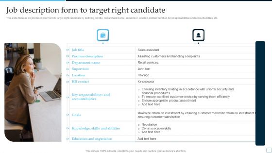 Job Description Form To Target Right Candidate Tactical Plan To Enhance Social Media Hiring Process Sample PDF