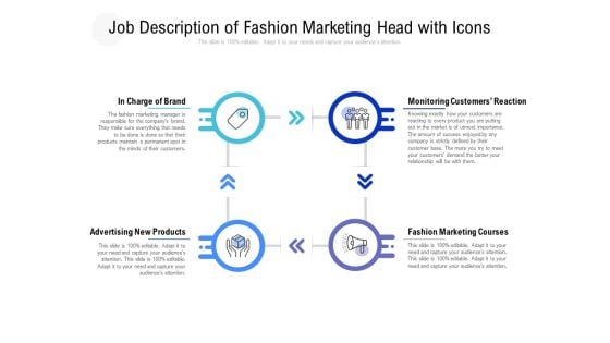 Job Description Of Fashion Marketing Head With Icons Ppt PowerPoint Presentation Infographic Template Vector