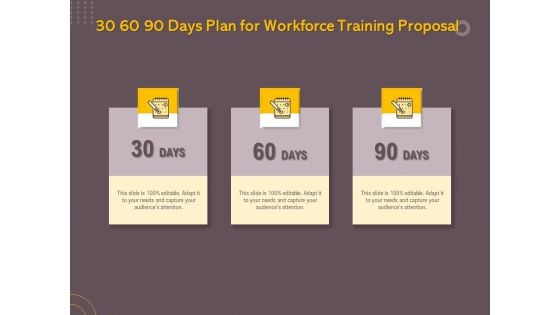 Job Driven Training 30 60 90 Days Plan For Workforce Training Proposal Ppt Icon Summary PDF