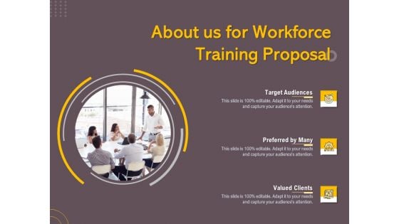 Job Driven Training About Us For Workforce Training Proposal Ppt Portfolio Template PDF