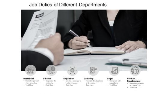 Job Duties Of Different Departments Ppt PowerPoint Presentation Gallery Visual Aids