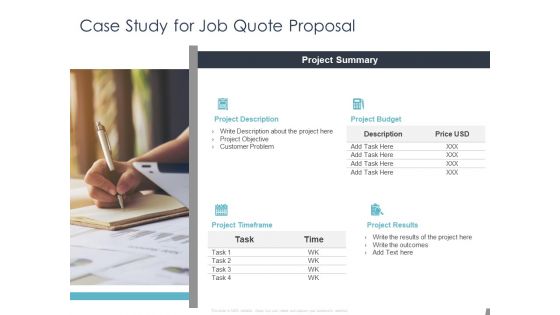 Job Estimate Case Study For Job Quote Proposal Ppt File Brochure PDF