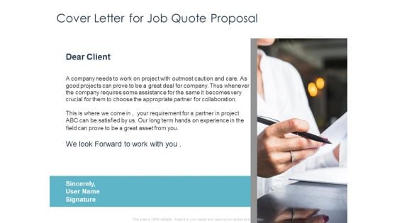 Job Estimate Cover Letter For Job Quote Proposal Ppt Ideas Clipart Images PDF