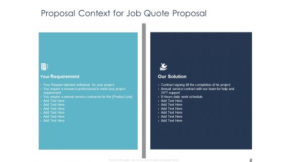 Job Estimate Proposal Context For Job Quote Proposal Ppt Outline Sample PDF