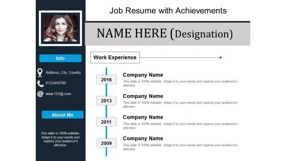 Job Resume With Achievements Ppt PowerPoint Presentation Show Tips