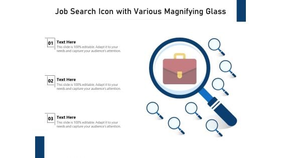 Job Search Icon With Various Magnifying Glass Ppt PowerPoint Presentation File Elements PDF