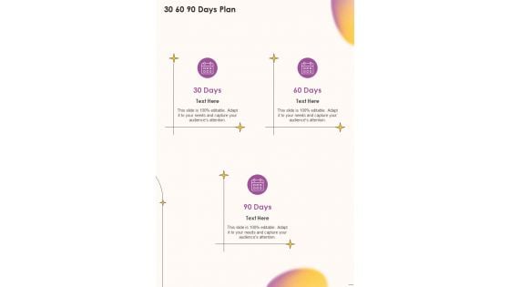 Job Vacancy Proposal 30 60 90 Days Plan One Pager Sample Example Document Job Vacancy Proposal 30 60 90 Days Plan One Pager Sample Example Document