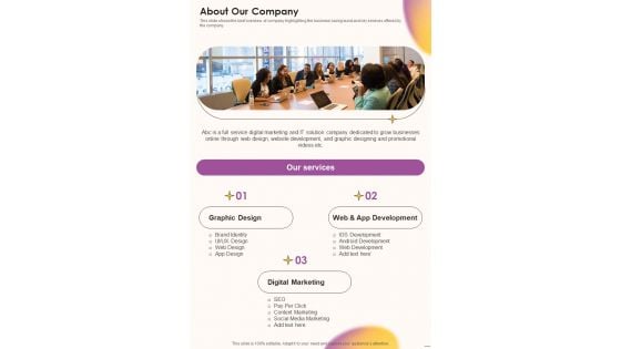 Job Vacancy Proposal About Our Company One Pager Sample Example Document