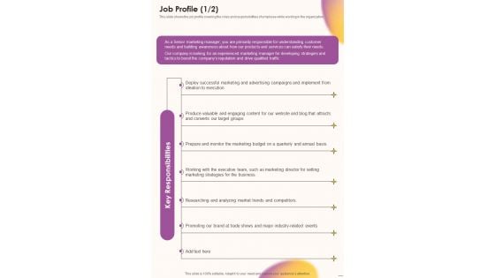 Job Vacancy Proposal Job Profile One Pager Sample Example Document