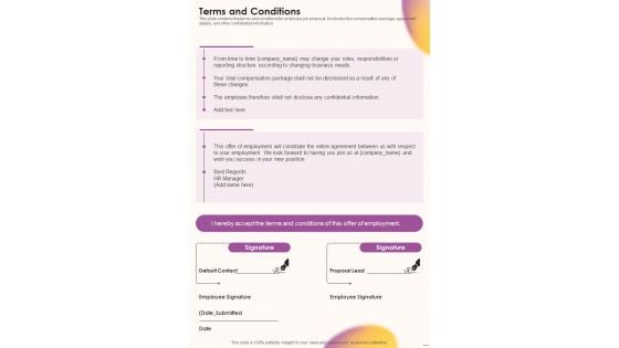 Job Vacancy Proposal Terms And Conditions One Pager Sample Example Document Job Vacancy Proposal Terms And Conditions One Pager Sample Example Document