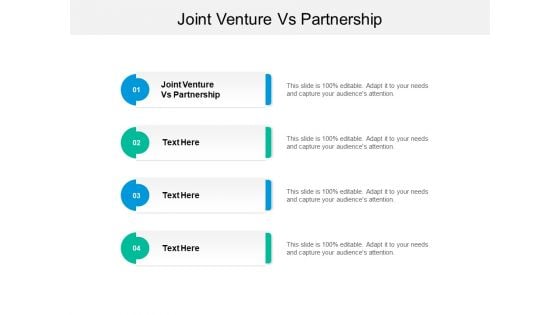 Joint Venture Vs Partnership Ppt PowerPoint Presentation Gallery Outline Cpb