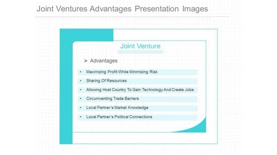 Joint Ventures Advantages Presentation Images