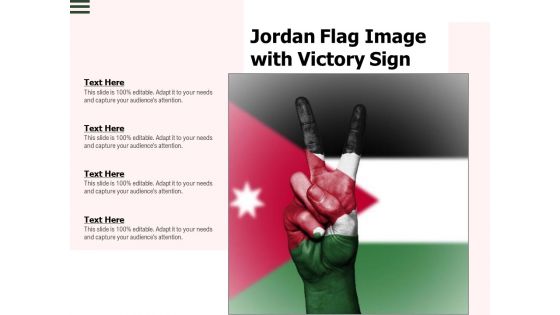 Jordan Flag Image With Victory Sign Ppt PowerPoint Presentation Gallery Clipart PDF