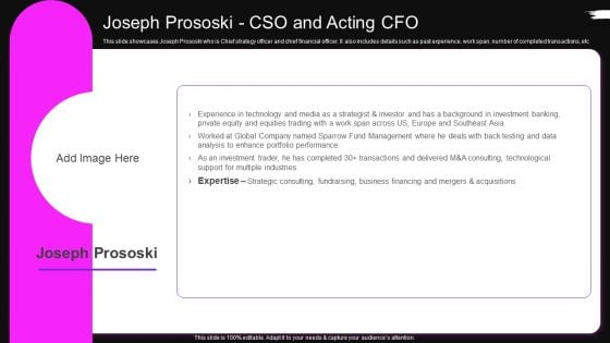 Joseph Prososki Cso And Acting Cfo Brag House Funding Pitch Deck Inspiration PDF